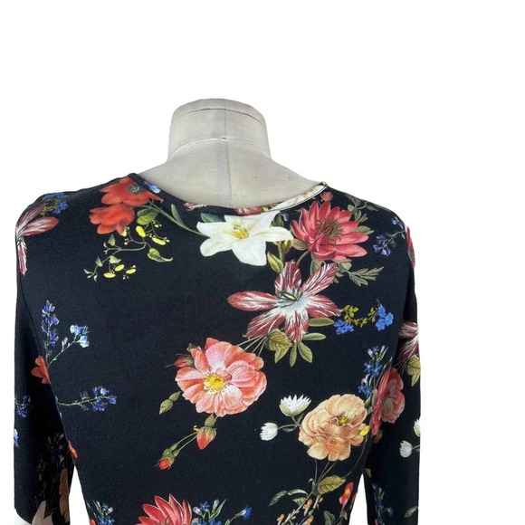Anthropologie Farm Rio Top Blouse Long Sleeve Jersey Floral Print Black Size XS - Picture 8 of 13